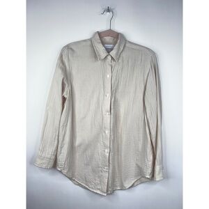 Aritizia Little Moon Organic Cotton Gauze Sail Shirt Cream Button Up Relaxed XS
